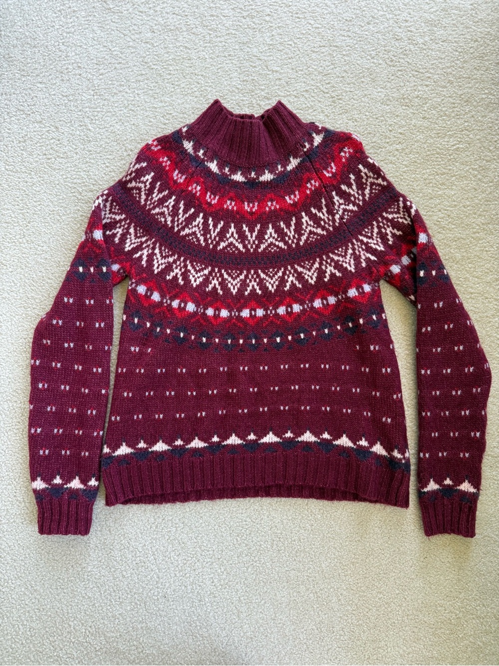 American Eagle Outfitters Burgundy Fair Isle Turtleneck Sweater